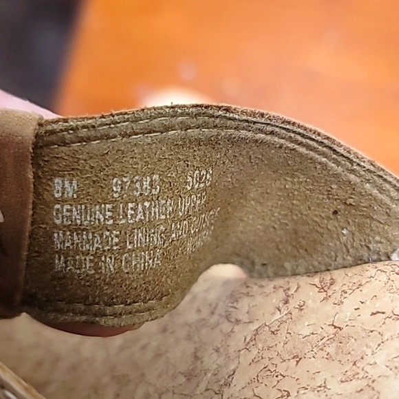 TIMBERLAND LEATHER WOMEN'S THONG WEDGE SANDAL TAN SIZE 8 HEEL 2 5 - Picture 7 of 8